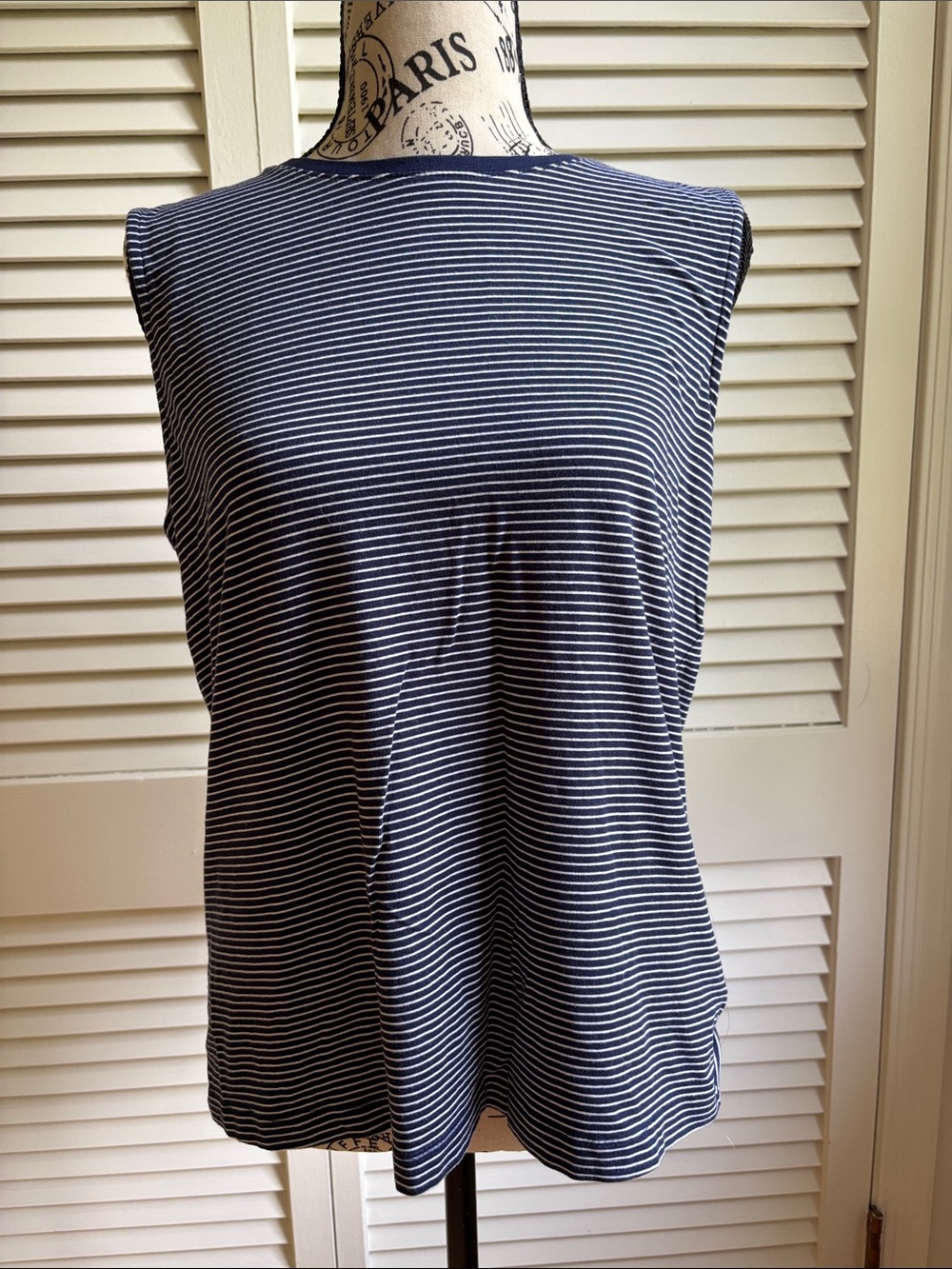Lands’ End Navy White Striped Sleeveless Tee Tank M